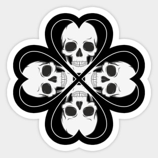 Skull four leaf heart clover birthday gift shirt 2 Sticker